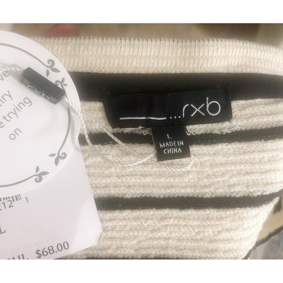 RXB Ivory and Black Long Sleeve Striped Sweater - Picture 3 of 4